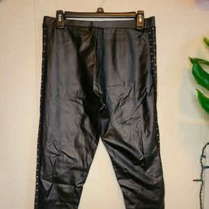 Feux leather leggings with sheer sparkly sides